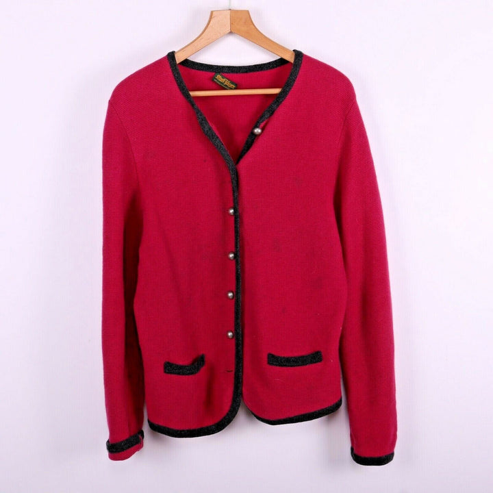 Vintage Pink Merino Wool Cardigan Size 44