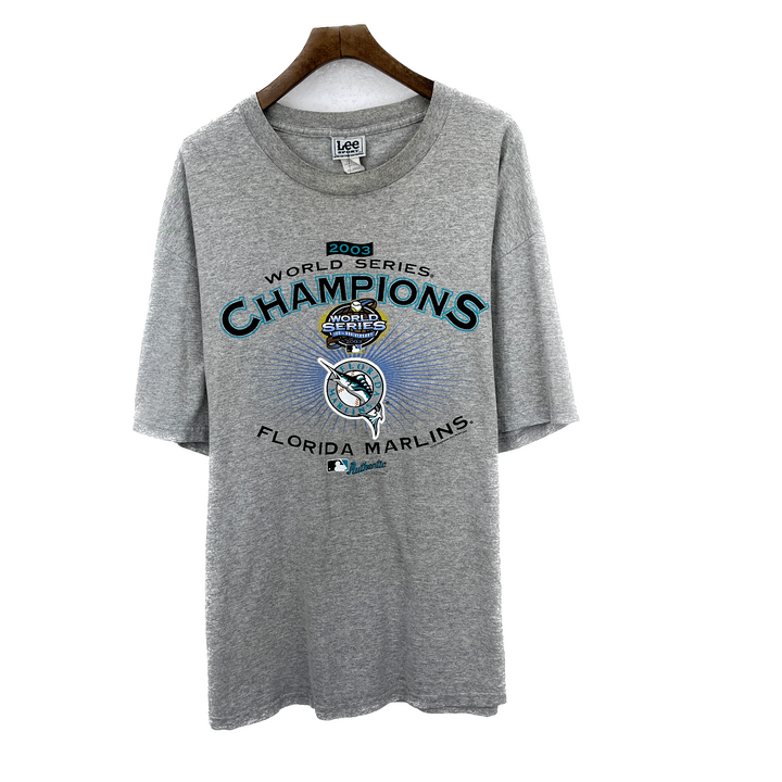 Vintage World Series Florida Marlins MLB 2003 Champions Gray T-shirt Size XL