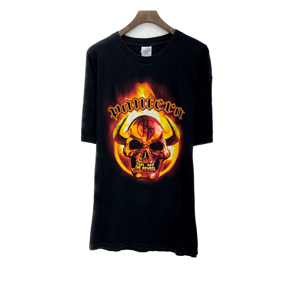 Vintage Pantera Rock Band Skull Black T-shirt 2004 Size XL