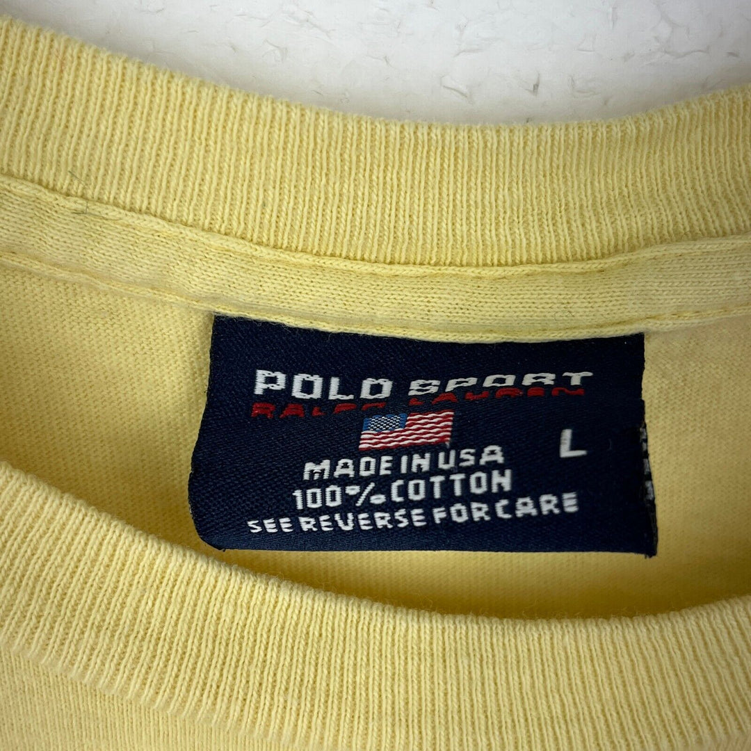 Vintage Polo Sport Graphic Print Yellow T-shirt Size L