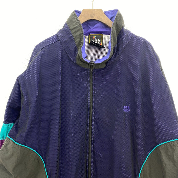 Vintage USA Olympic Brand Light Jacket Size XXXL Purple Full Zip Up