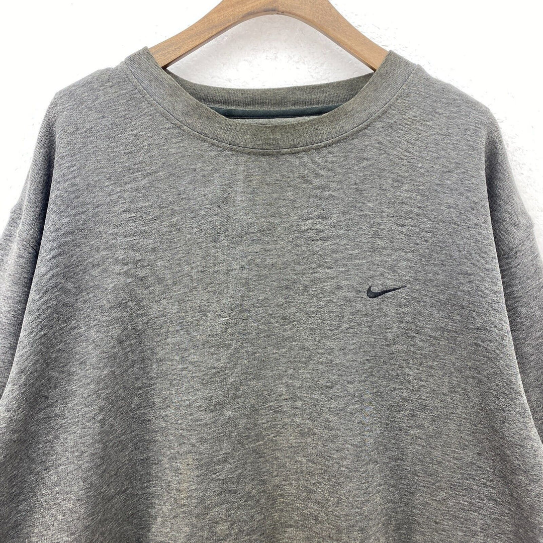 Vintage Nike Swoosh Logo Embroidered Sweatshirt Size XL Dark Gray Crewneck