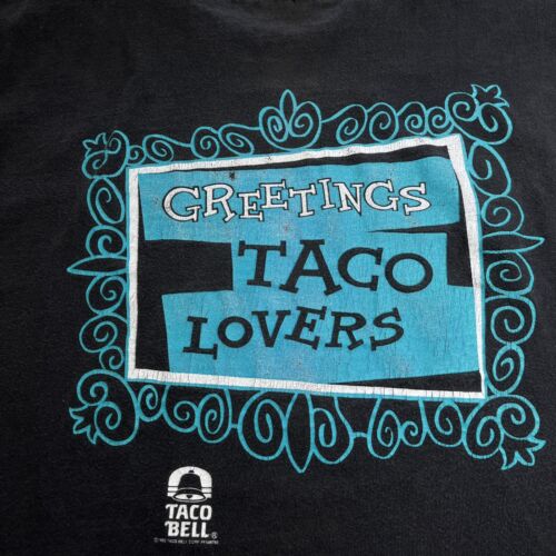 Vintage Bullwinkle Taco Bell Greeting Taco Lovers Black T-shirt Size XL