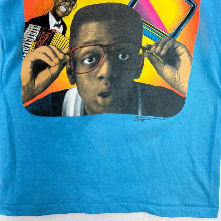 Vintage Urklevision Steve Urkle TV Show 1991 T-Shirt 90s Single Stich Blue L Kid