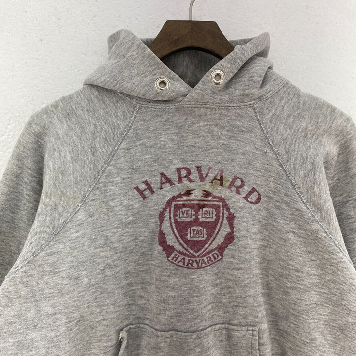 Vintage Champion Harvard University Logo Gray Pullover Hoodie Size M Kids