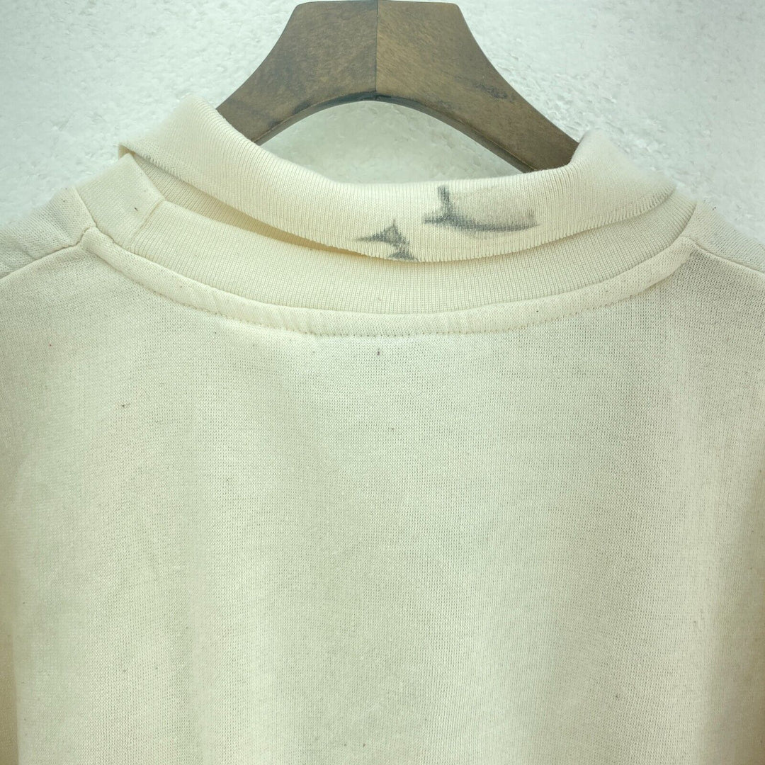 Angel Christmas Vintage White Sweatshirt Size M Collared Pullover Women's