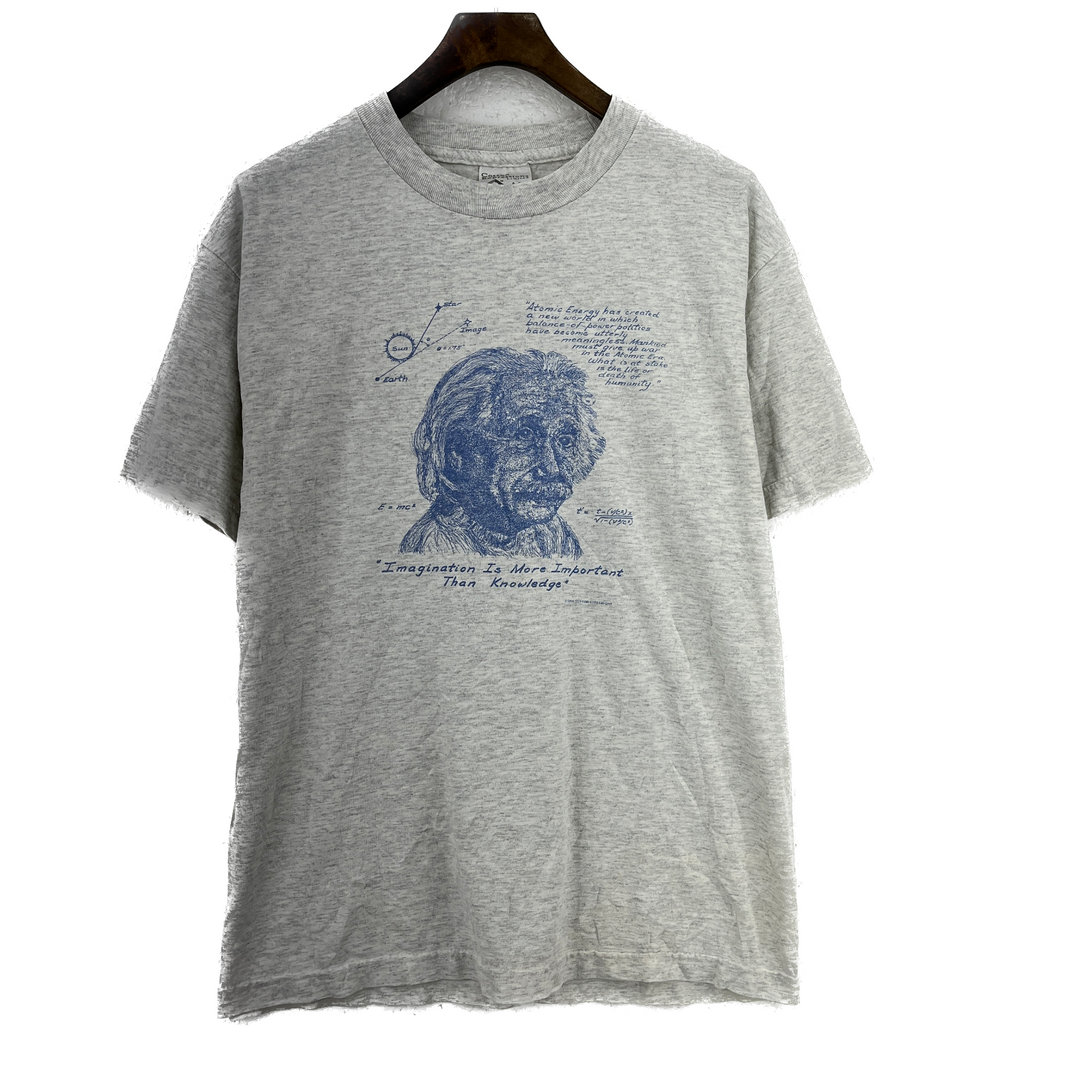 Vintage Albert Einstein Art Imagination Is More Important T-Shirt Gray M