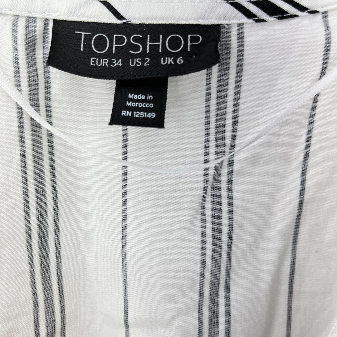 TOPSHOP Stripe Wrap Blouse White Size 2