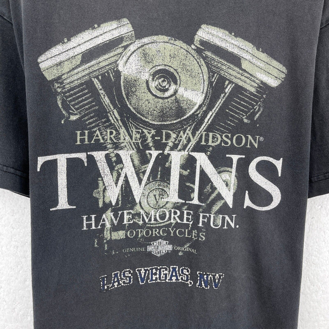 Vintage Harley Davidson Twin Engine Have More Fun Las Vegas Black T-shirt XL