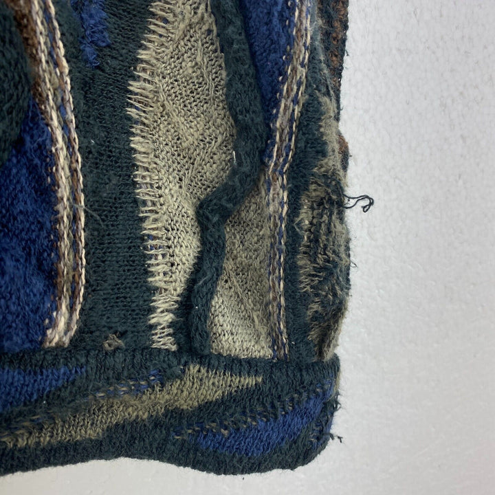 Vintage Coogi Vest Sweater Cable Knit 3D Size XL Multicolor Green