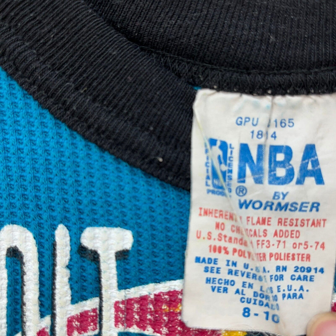 Vintage Detroit Pistons NBA Basketball Blue Textured T-shirt Kids Size S