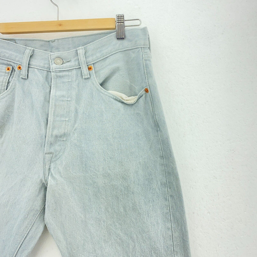 Levi's 501 Straight Leg Light Wash Gray Denim Jeans Size 32 x 27