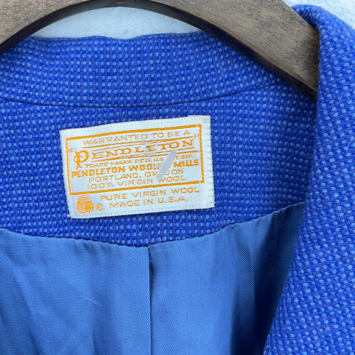 Vintage Pendleton Blue Wool Blazer Jacket Size 18 Women's