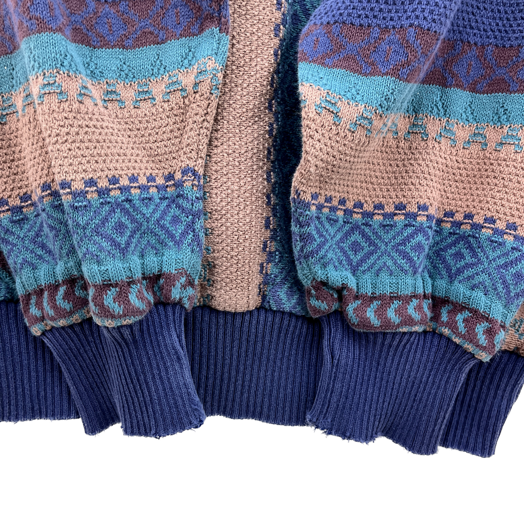 Vintage Tundra Vertical Stripe Textured 3D Purple Sweater Size M
