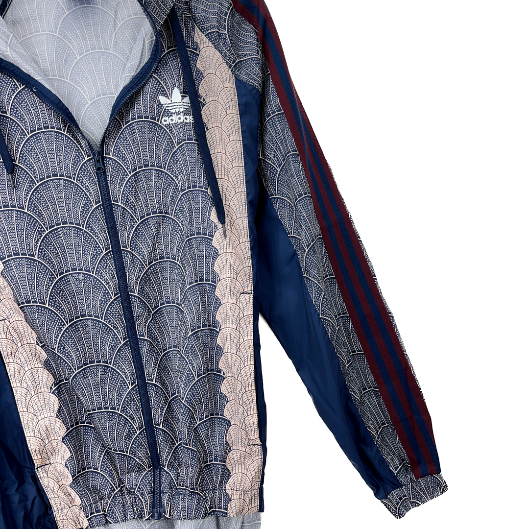 Adidas Pattern Print Light Windbreaker Blue Hooded Jacket Size XS