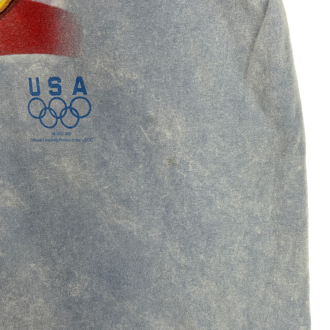 Vintage USA Olympic Team Faded Blue T-shirt Size L Single Stitch