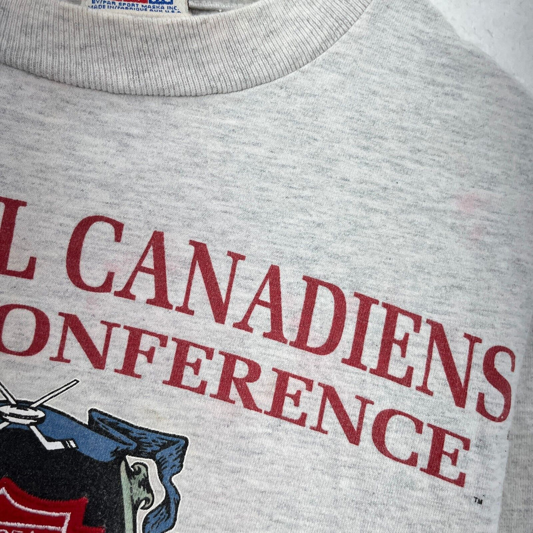 Vintage Nutmeg Montreal Canadiens 1992 NHL Ice Hockey Gray T-shirt Size M