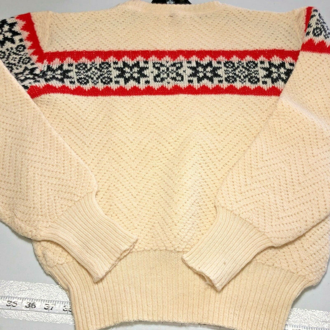 Jersild Vintage Ivory Crew Neck Knitted Wool Sweater Size M 90s