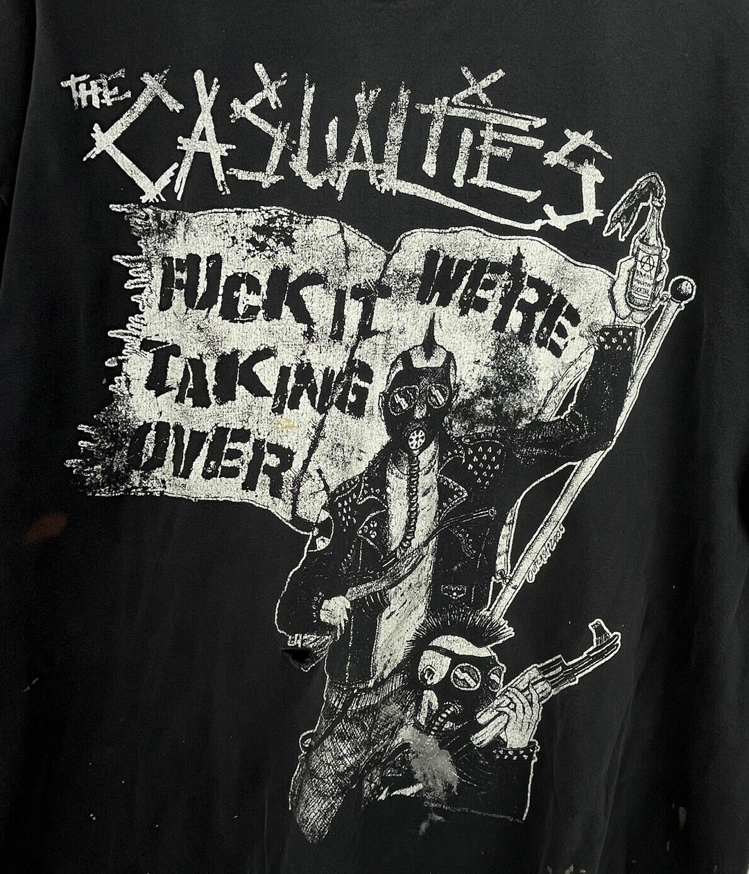 The Casualties Vintage Hardcore Crust Punk Rock Band Black T-shirt Size XL