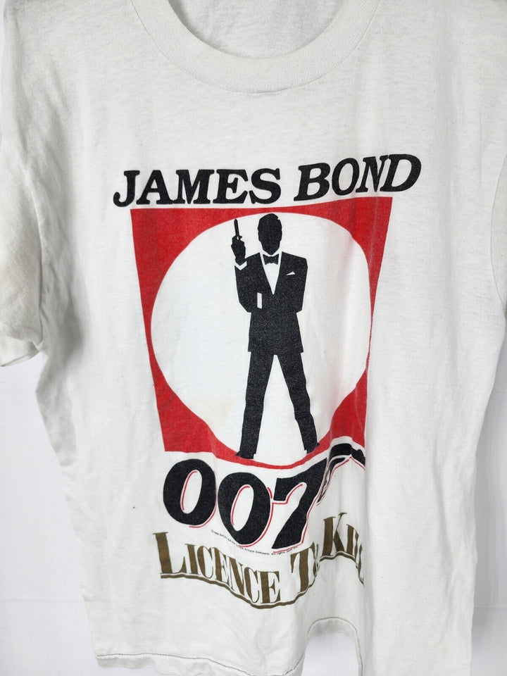 Vintage 1988 James Bond 007 License to Kill Movie Promo T-shirt White