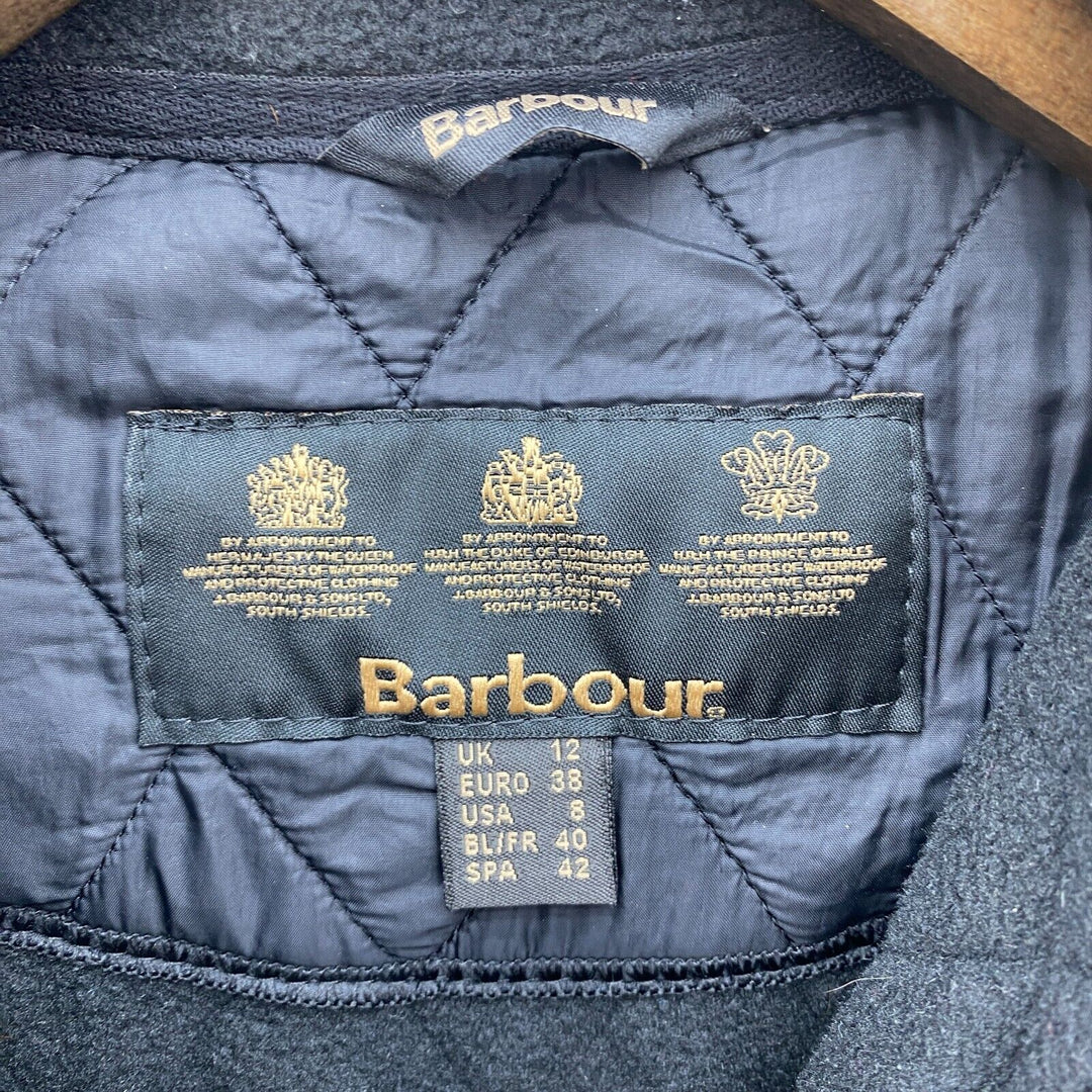 Vintage Barbour Quilted Full Zip Black Jacket Size 38 Women's