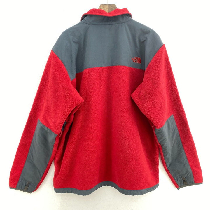 The North Face Logo Full Zip Red Gray Fleece Jacket Size XL