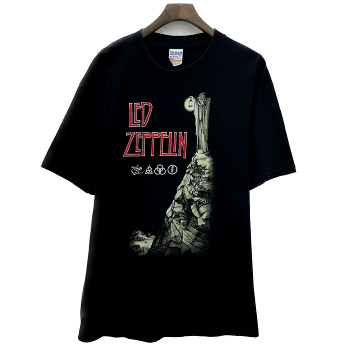 Led Zeppelin Hermit Vintage T-shirt Size L Black Y2K Concert Tee