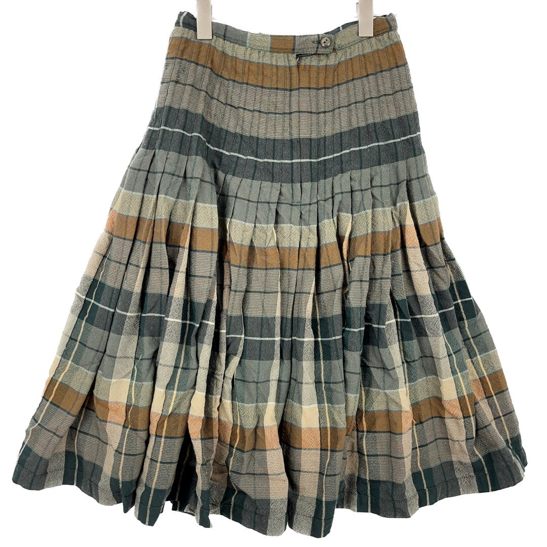 Vintage Highland Queen Wool Plaid Pleated Brown Skirt Size 2