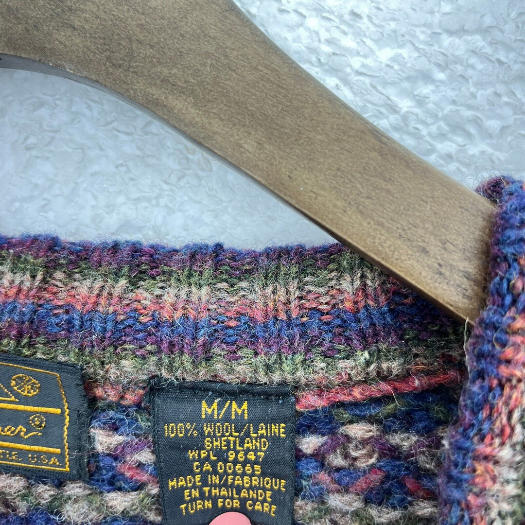 Vintage Eddie Bauer Nordic Fishing Wool Blue Sweater Size M Crew Neck