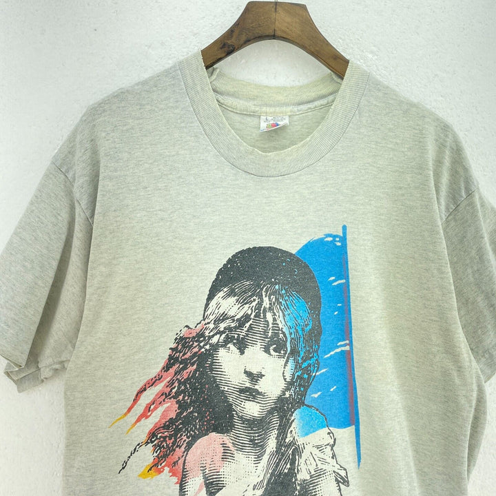 Vintage 1986 Les Miserables Gray T-shirt Graphic Art Size L