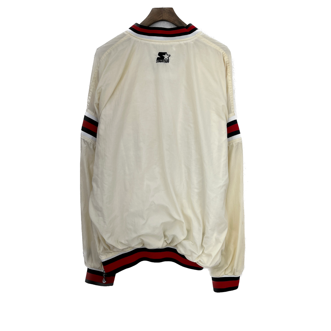 Vintage Starter Chicago Bulls NBA V-Neck White Windbreaker Jacket Size XL