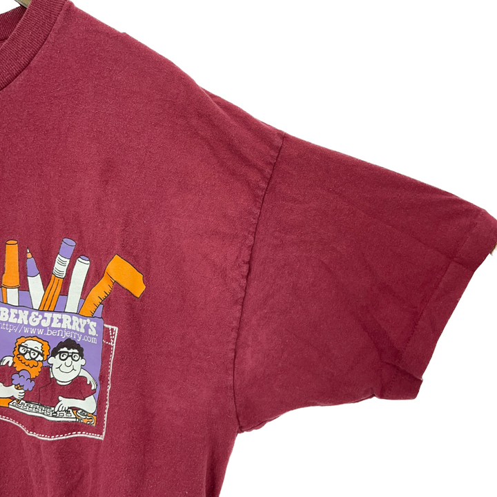 Vintage Ben & Jerry's Ice-cream Burgundy Red T-shirt Size XL