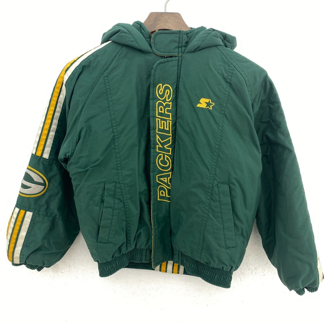 Starter Green Bay Packers Full Zip Green Hooded Insulated Jacket L Kids