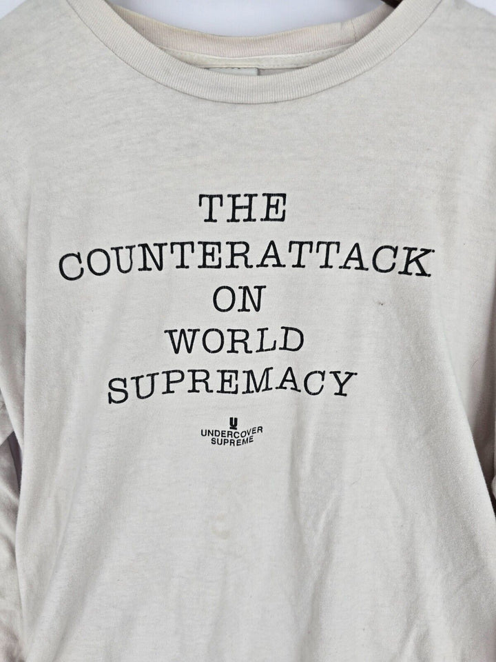 X 2 SUPREME LS White Graphic T -Shirt ‘COUNTERATTACK SUPREMACY’ & FACES sz M