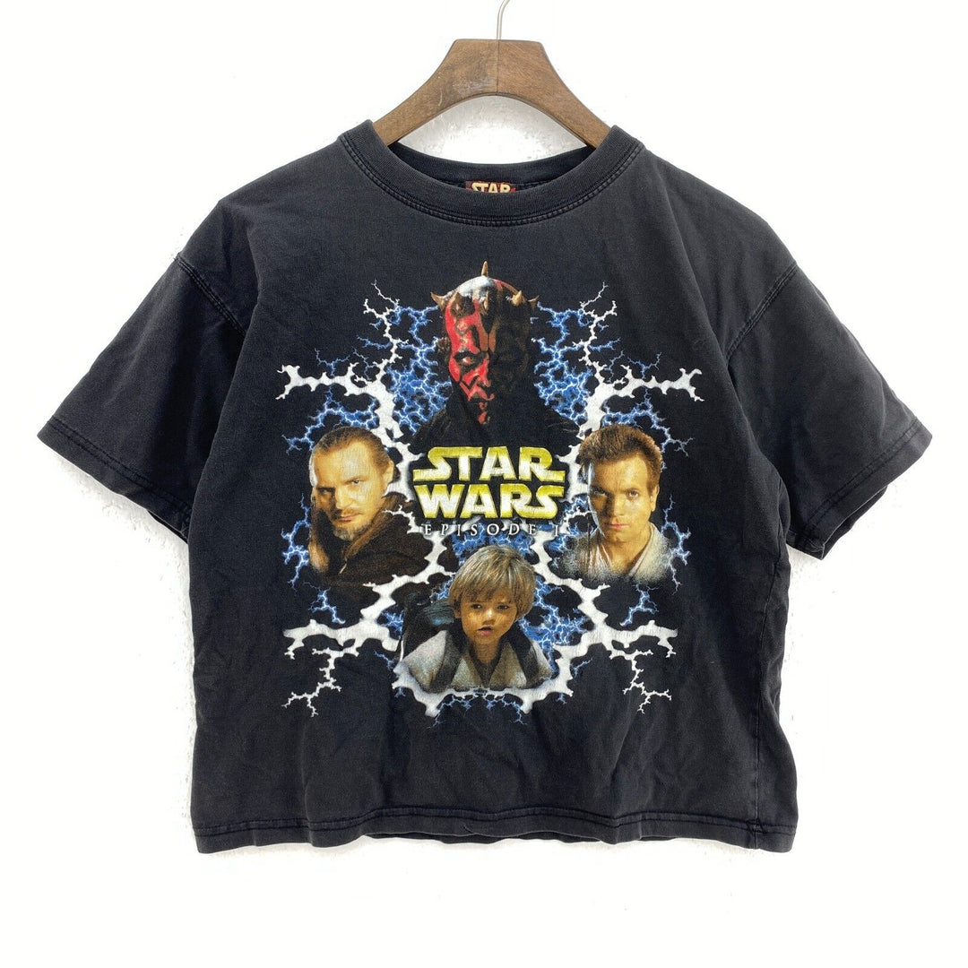 Vintage Star Wars Episode I Black T-shirt Size M Kids Space Movie