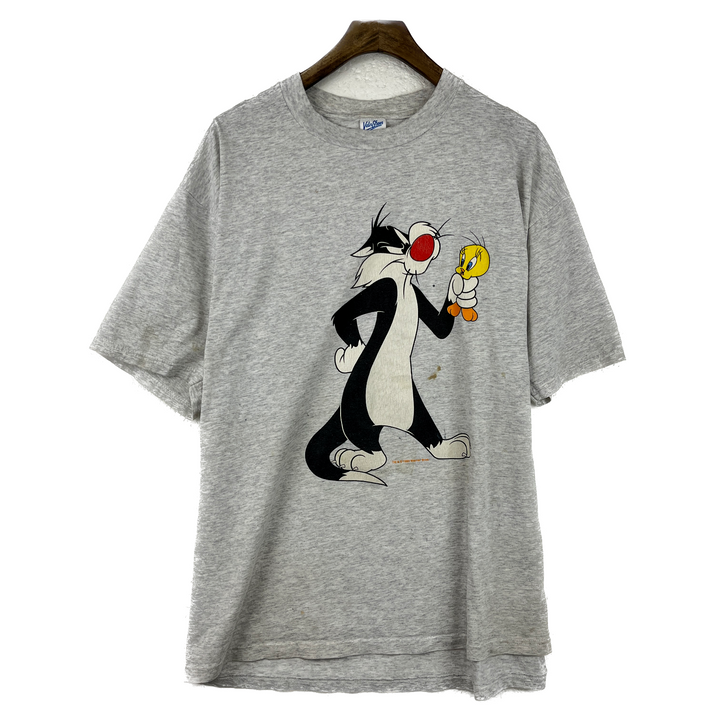 Vintage Looney Tunes Sylvester The Cat And Tweety Bird Gray T-shirt Size XL