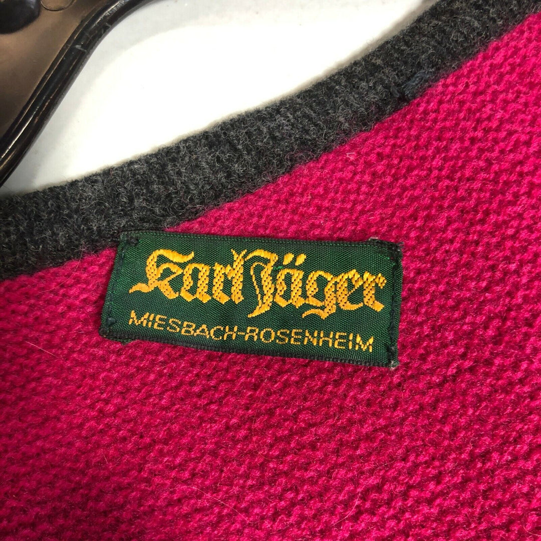 Vintage Pink Merino Wool Cardigan Size 44
