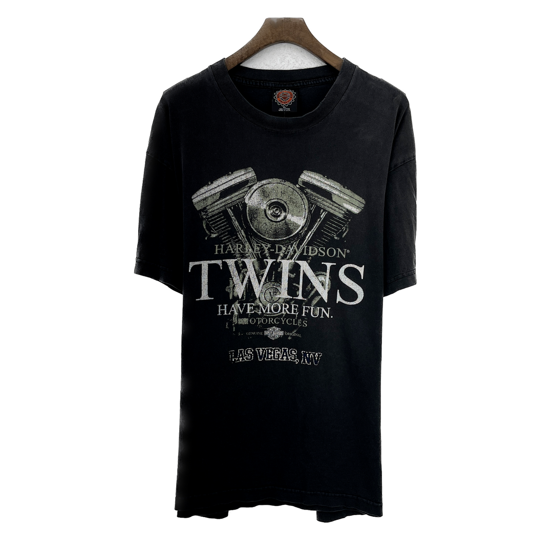 Vintage Harley Davidson Twin Engine Have More Fun Las Vegas Black T-shirt XL