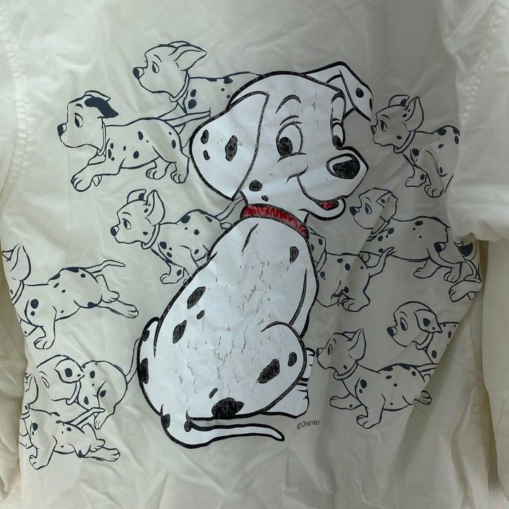 Vintage Disney 101 Dalmatians Movie Light Jacket Size M White Snap Up