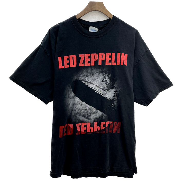 Vintage Led Zeppelin Graphic Print Rock Band Black T-shirt Size XL