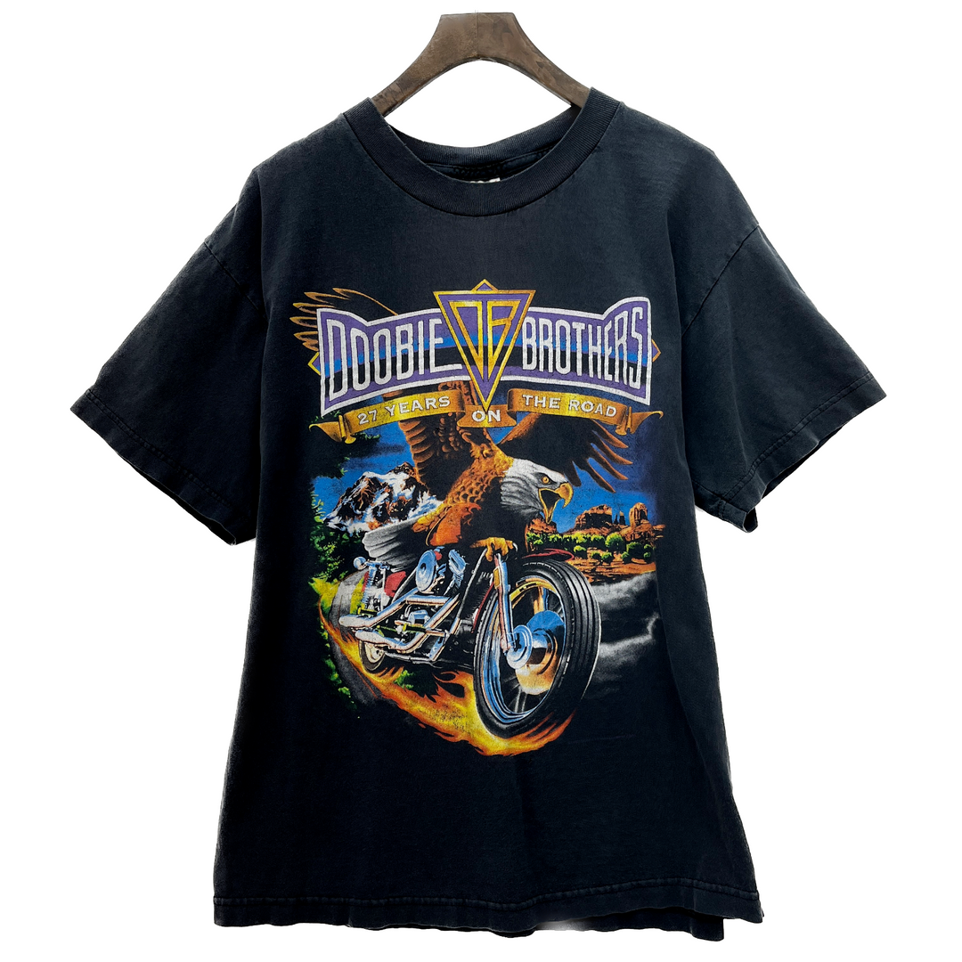 Vintage Doobie Brothers Motorcycle 22 Years Biker Rock Band Black T-shirt Size L