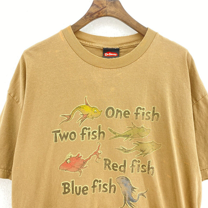 Dr. Seuss Fish Count One Fish Two Fish Brown T-shirt Size XL