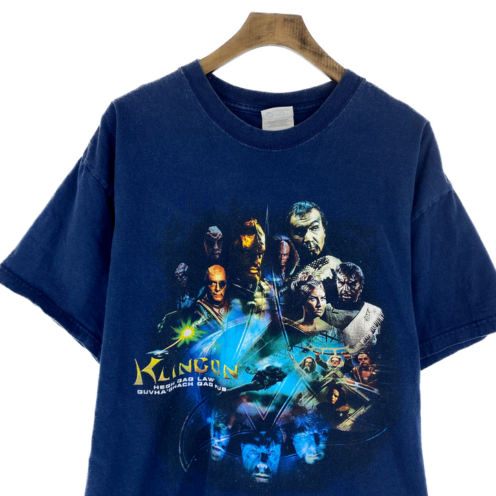 Vintage Klingon 2001 Star Trek Paramount Navy Blue T-shirt Size L