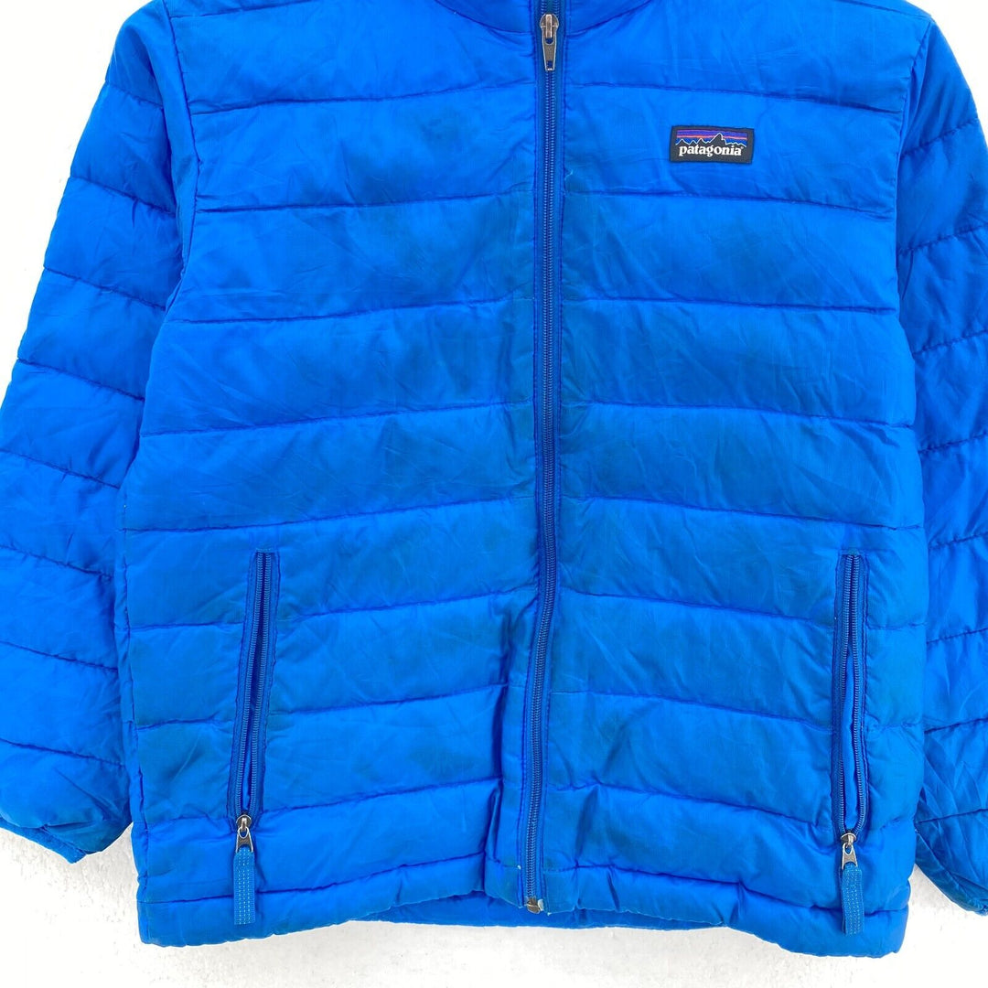 Vintage Patagonia Logo Full Zip Blue Down Puffer Jacket Size S Boys