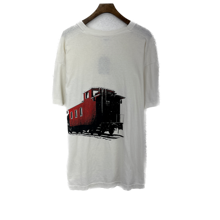 Vintage Train 1990 Graphic Print White T-shirt Size 2XL