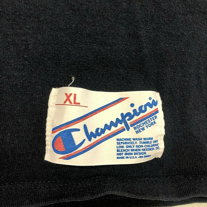 Champion Vintage V-neck Cotton T-shirt Size XL Navy Blue 90s