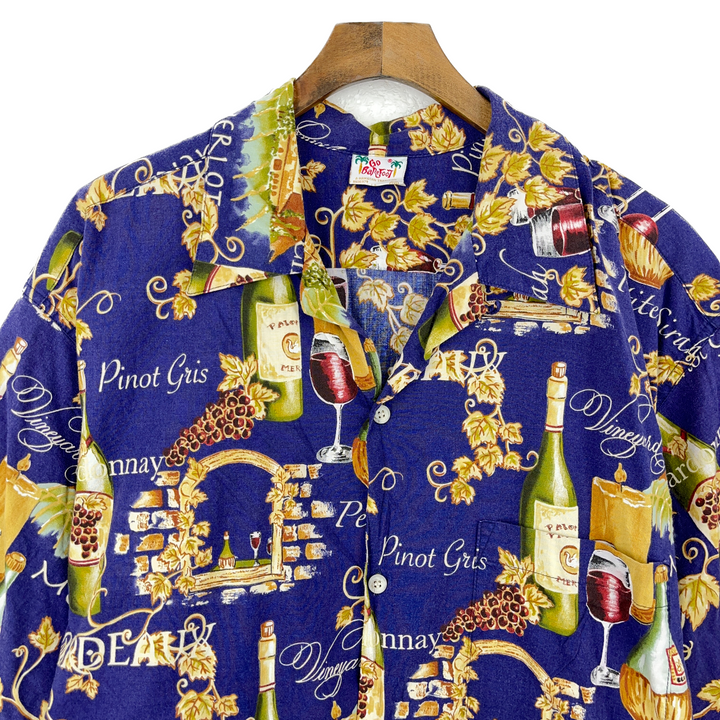 Vintage 1990s Hawaiian Beach Beer Alcohol All Collar Button Down Shirt Size XXL