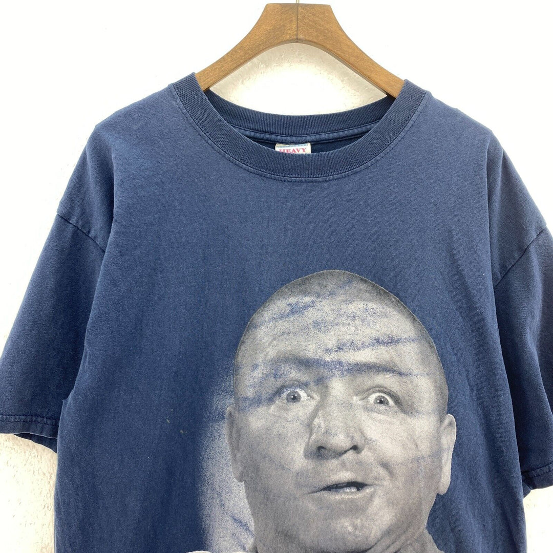 Vintage The Three Stooges Why Soitenly Navy Blue Graphic Print T-shirt Size L