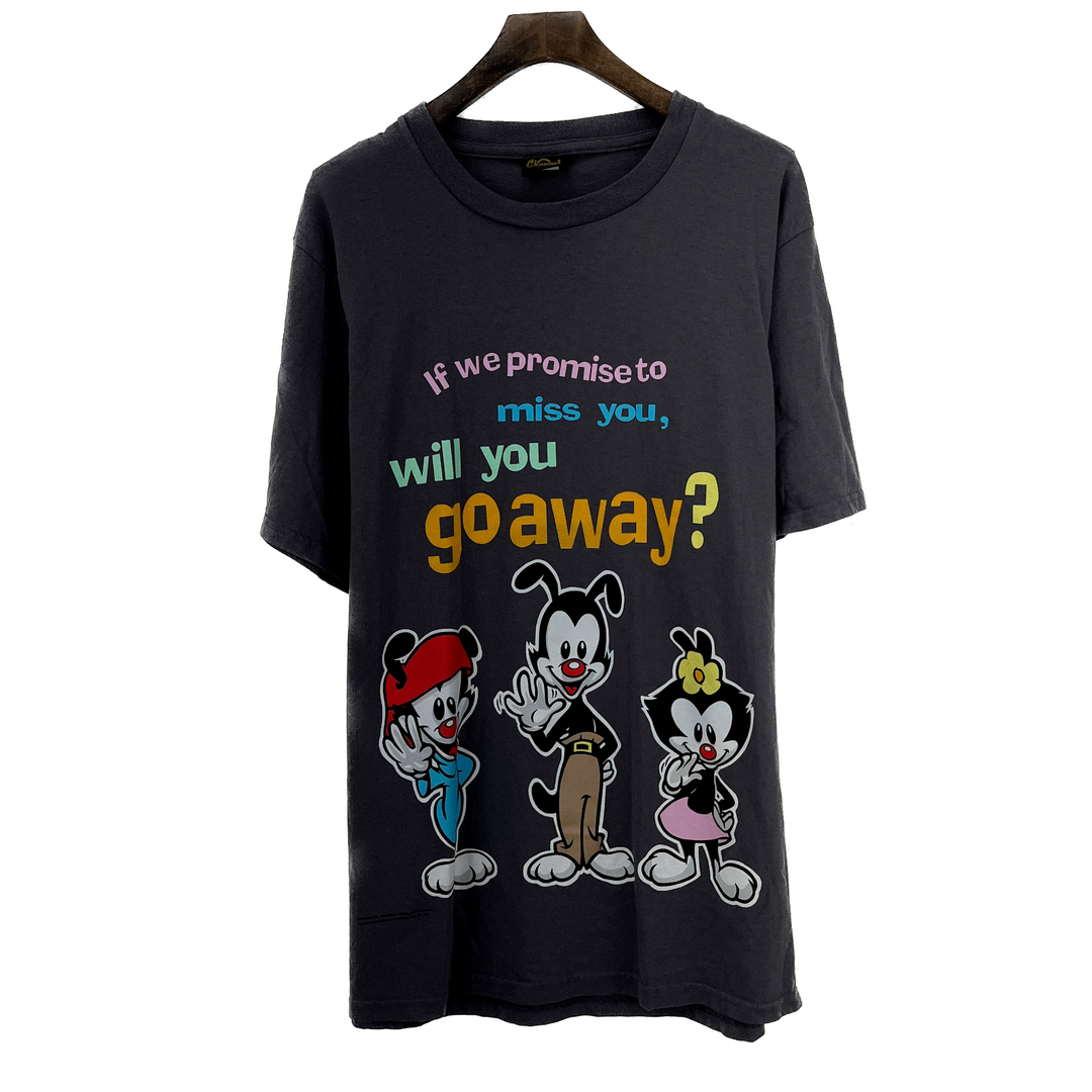 Vintage Animaniacs If We Promise To Miss You Will You Go Away Black T-shirt L