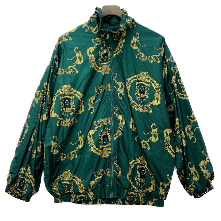 Vintage Slade All Over Print Graphic Windbreaker Jacket Green Size M 90s